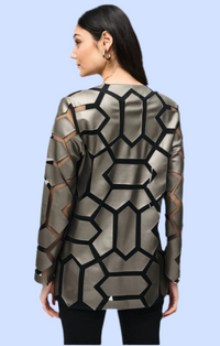 Joseph Ribkoff Laser-Cut Leatherette on Mesh Jacket