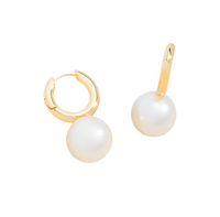 Pearl Drop Huggie Earrings - Gold