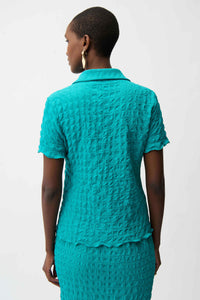 Textured Knit Fitted Top With Zipped Neckline