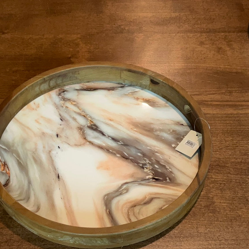 Faux marbled large bar tray