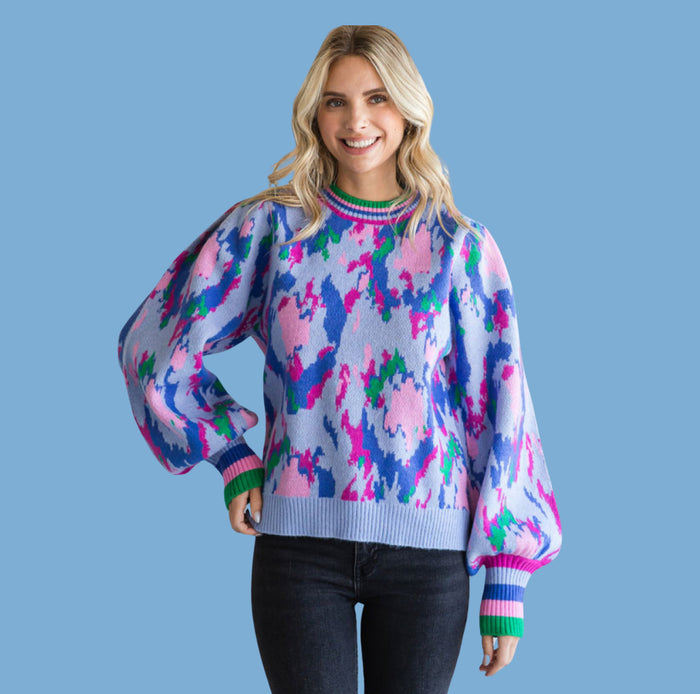 Abstract Multi Color Sweater Plus