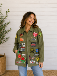 Vintage Army Green Combat Rock Jacket
