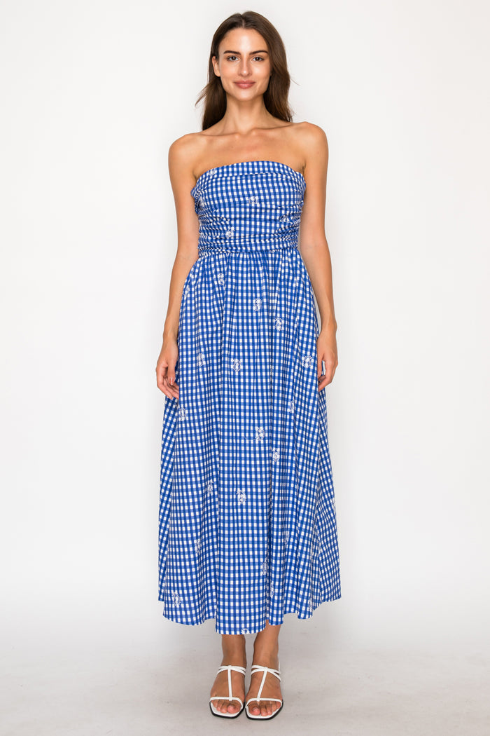 Azure Lace Tube Maxi Dress