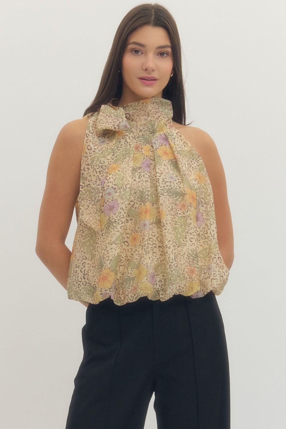 Entro Animal Print Halter Neck Top