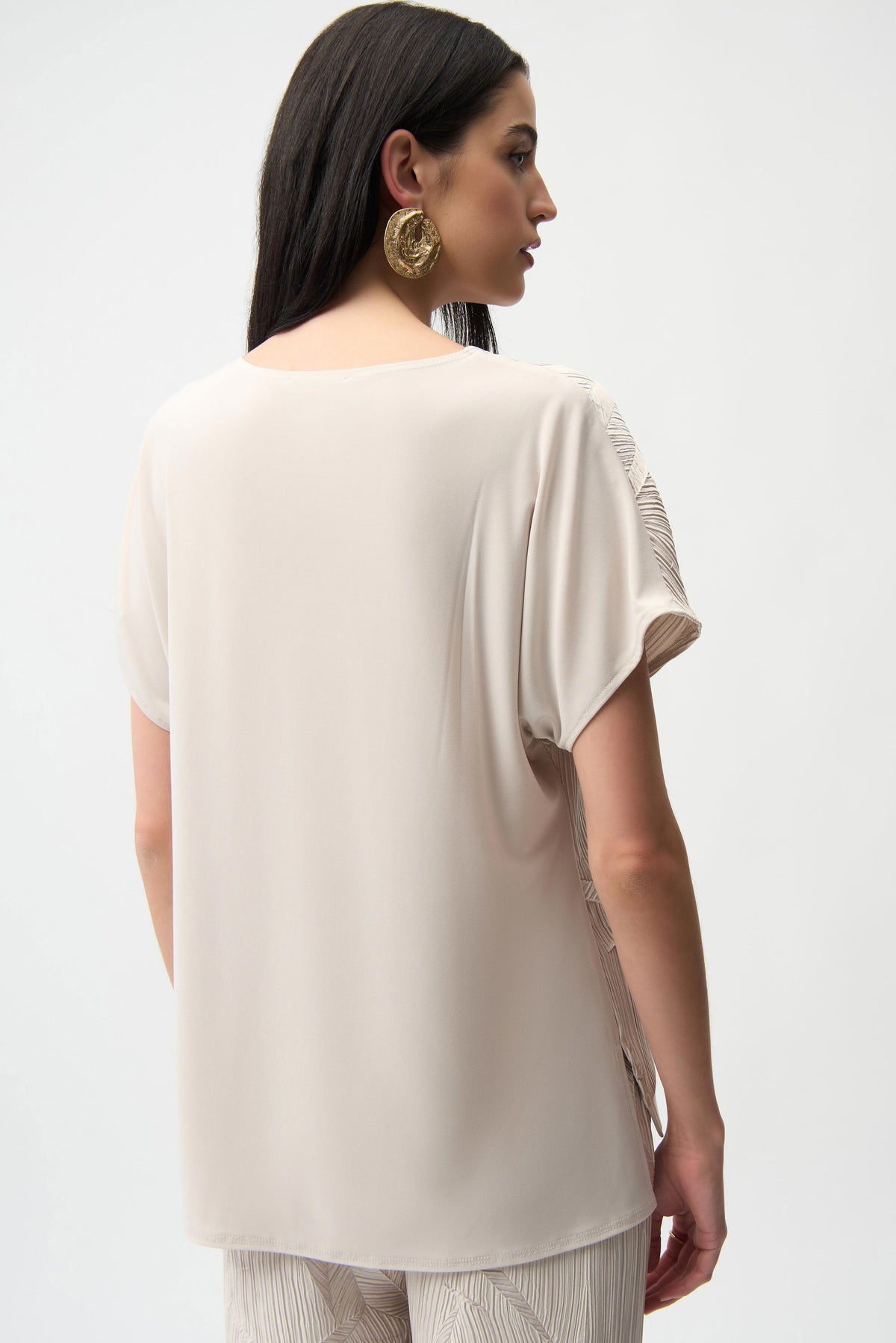 Joseph Ribkoff Pleated Satin Boxy Top With Silky Knit Back