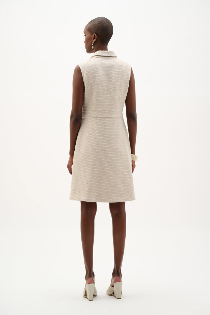 Joseph Ribkoff Bouclé A-Line Dress With Zipped Neckline
