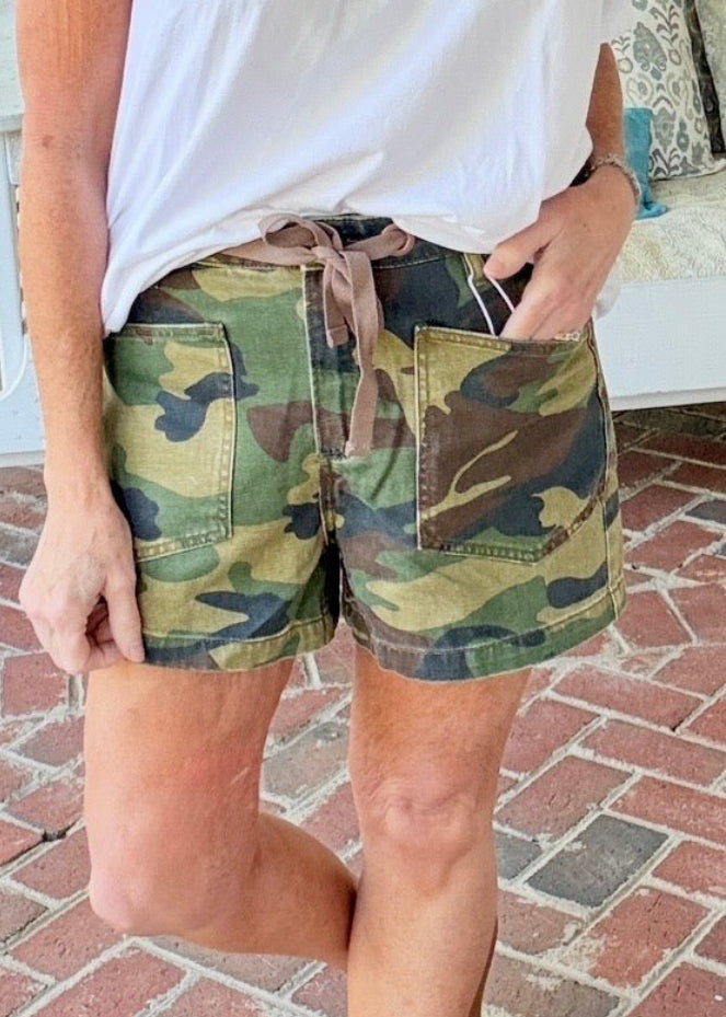 Slouchy Camo Print Shorts