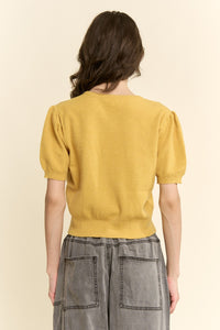 Sweet Puff Sleeve Knit Cardigan
