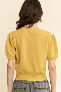 Sweet Puff Sleeve Knit Cardigan