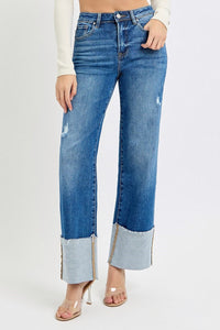Risen high Rise Ankle Wide Cuffed Jeans