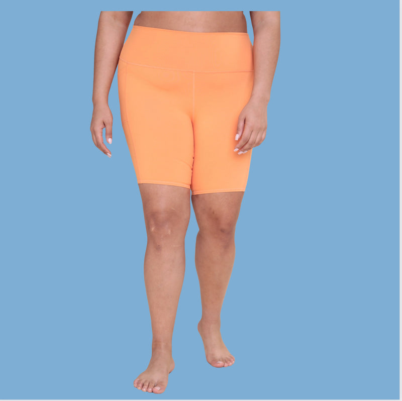 Curvy Tangerine Biker Shorts