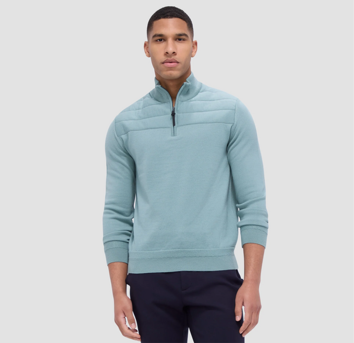 Bugatchi Quilted Yoke 1/4 Zip Sweater