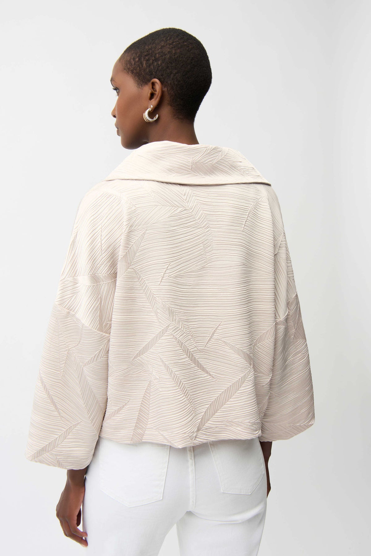Joseph Ribkoff Pleated Satin Boxy Jacket With Overlay Collar