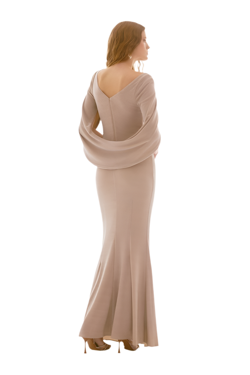 Joseph Ribkoff Signature | Lurex Knit Draped Trumpet Gown