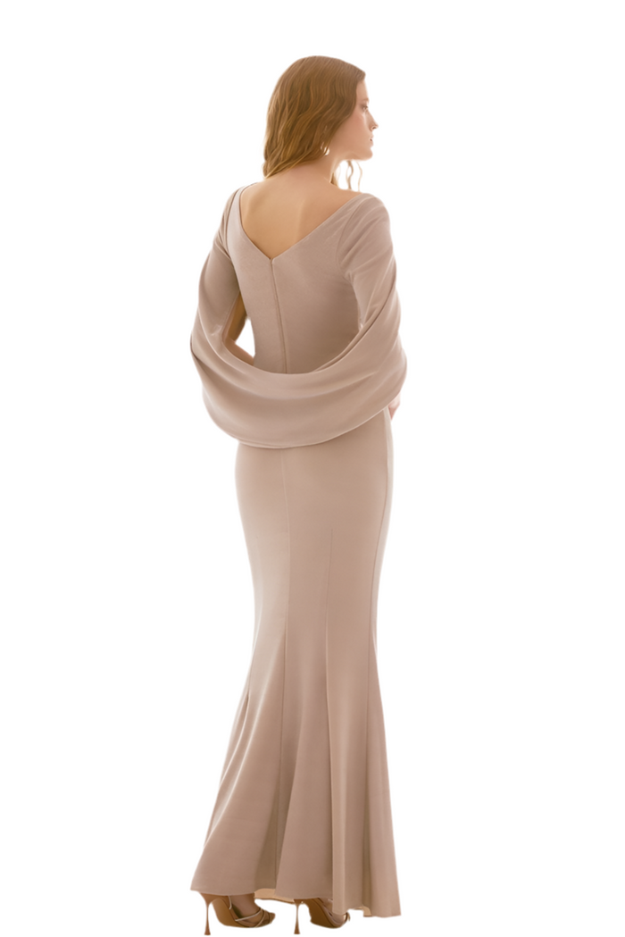 Joseph Ribkoff Signature | Lurex Knit Draped Trumpet Gown