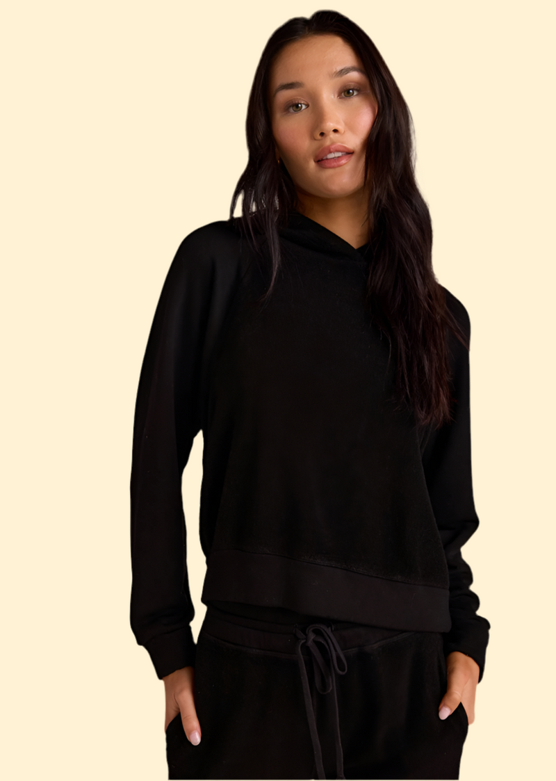 Bella Dahl Raglan Hoodie Sweatshirt Black