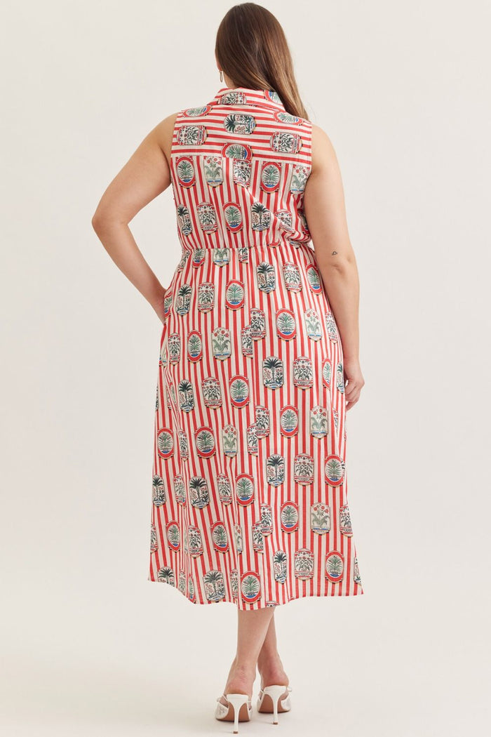 Sweetheart Garden Tie-Waist Dress Plus