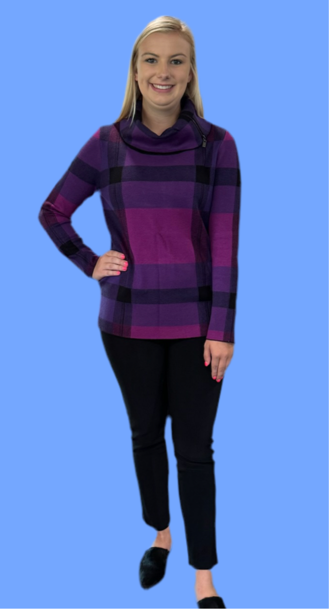 Joseph Ribkoff Fuchsia & Purple Colorblock Sweater