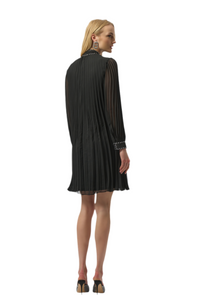Joseph Ribkoff Pleated Chiffon Aline Dress with Neck Tie