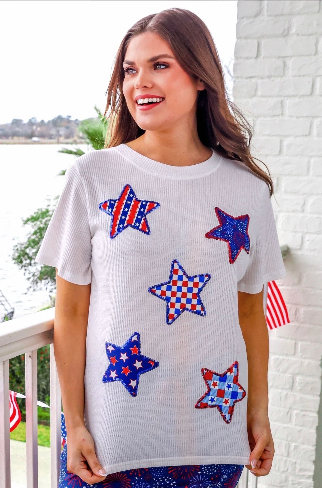 Jess Lea- Patriotic Stars Patch Tee