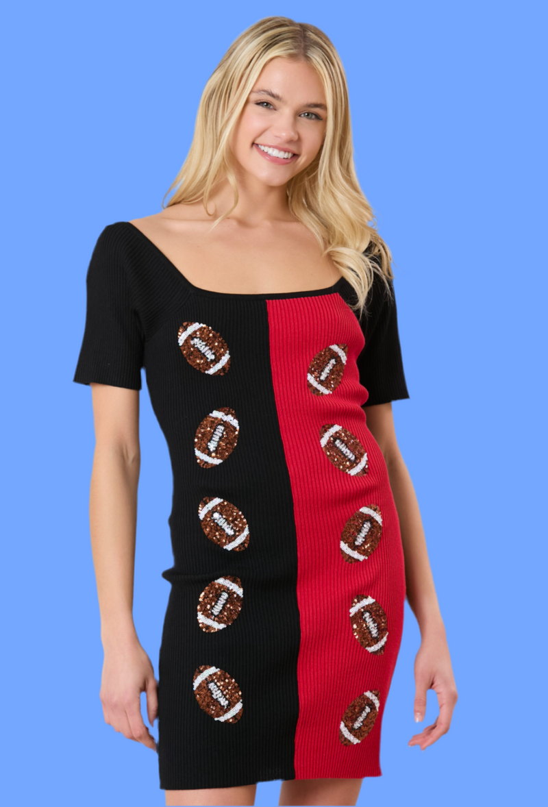 Knit Red and Black Football Dress