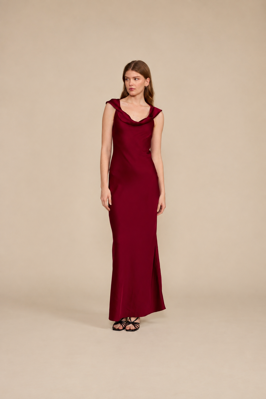 Mireya Satin Cowl Neck Dress