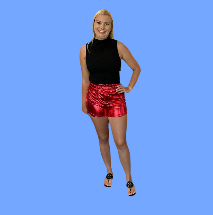 Red Metallic Shorts