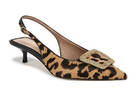 Kammie Leopard Print Calf Hair Buckle Slingbacks