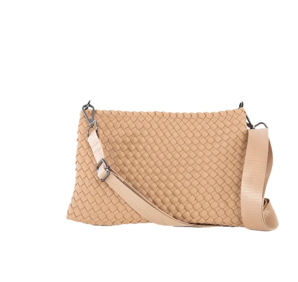 Camel Woven Everywhere Crossbody Bag