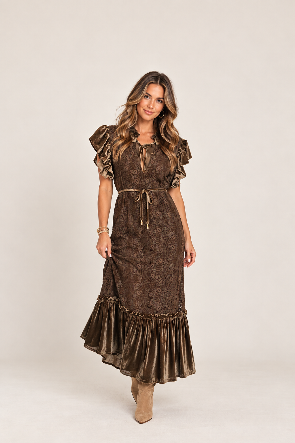 Velvet Lace Maxi Dress