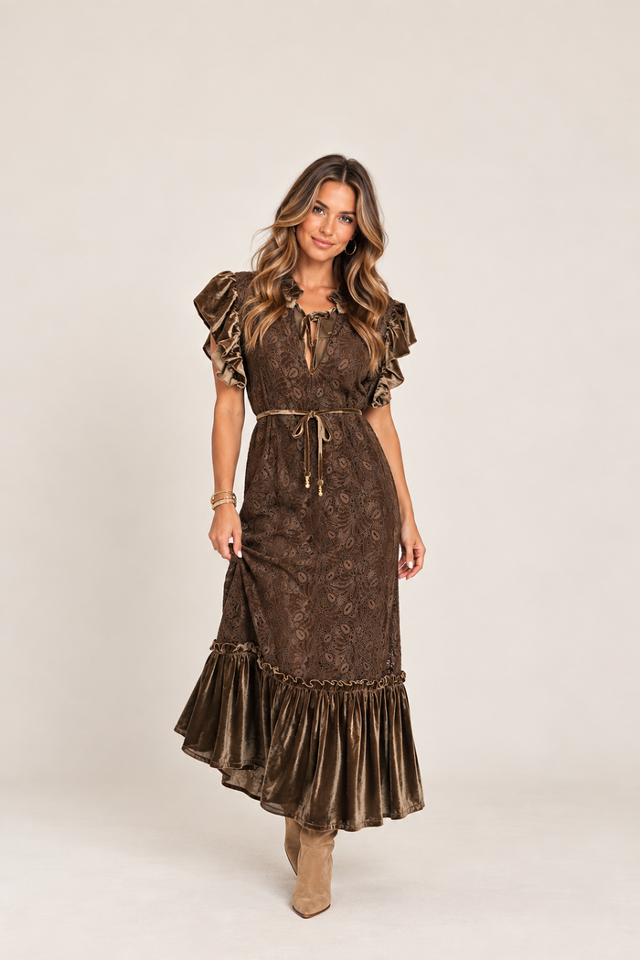 Velvet Lace Maxi Dress