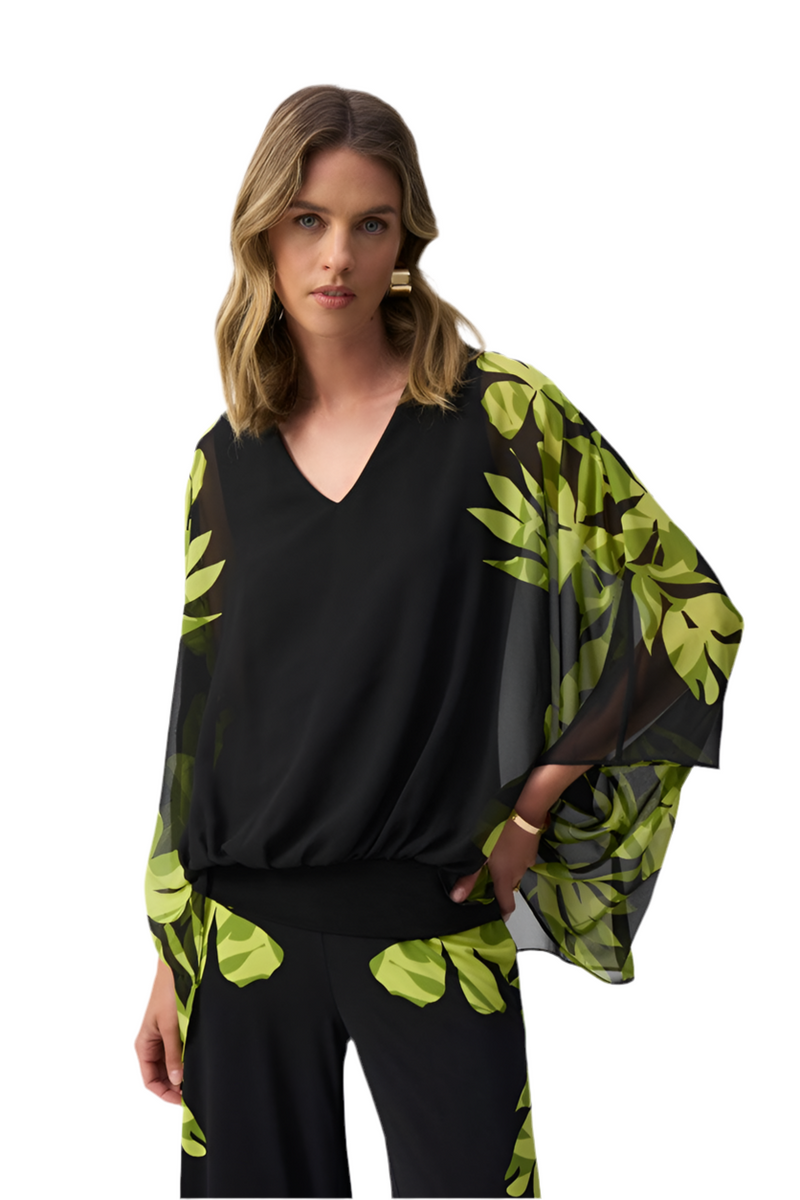 Joseph Ribkoff Chiffon And Silky Knit Floral Poncho Top