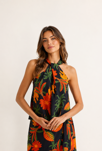 Famara floral print halter top