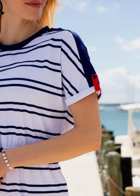 Stripe Tie Wasit Tee Dress