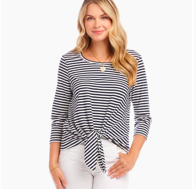 3/4 Sleeve Tie Front Top