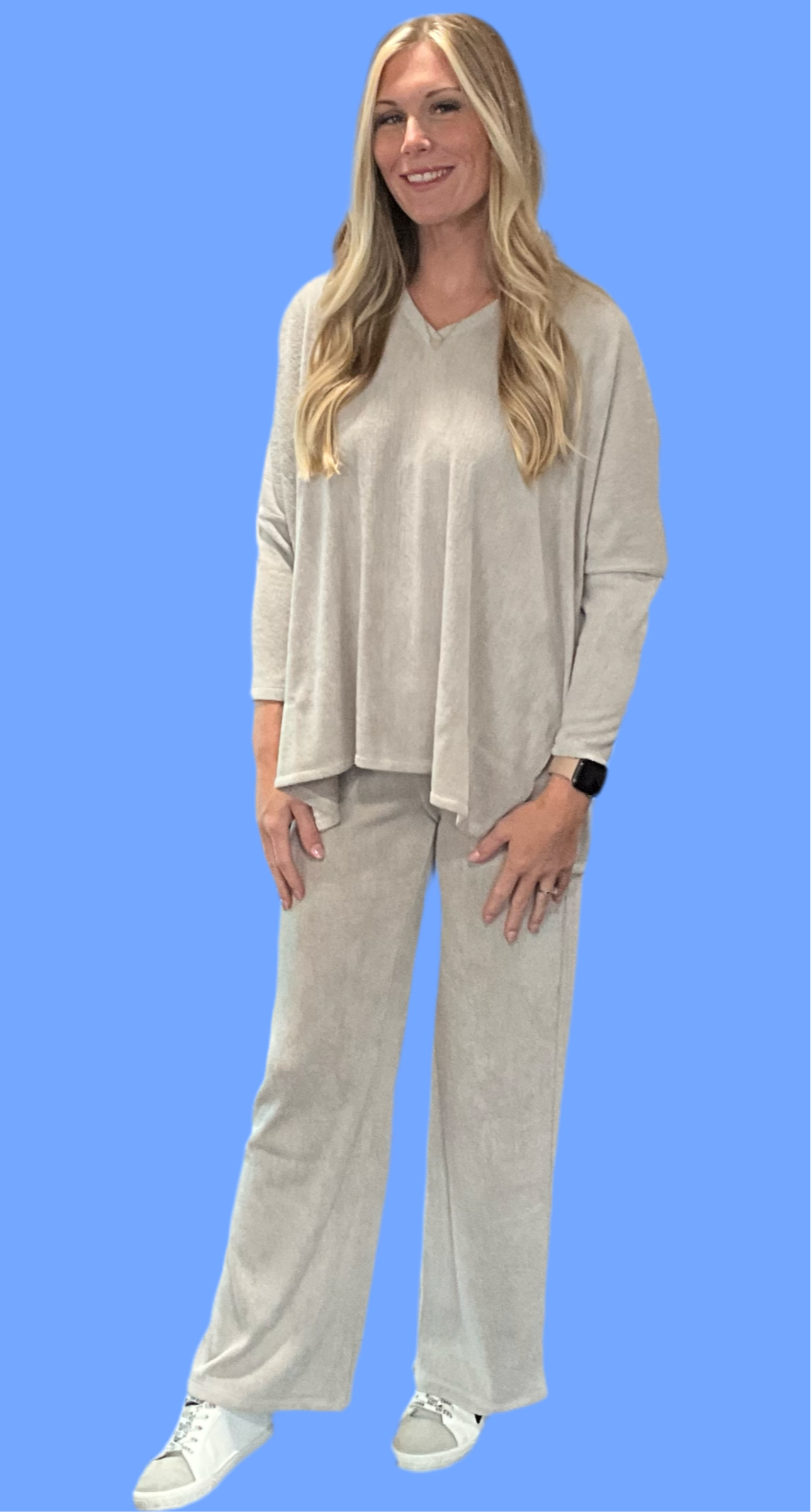 Light Grey Relaxed Knit Pants