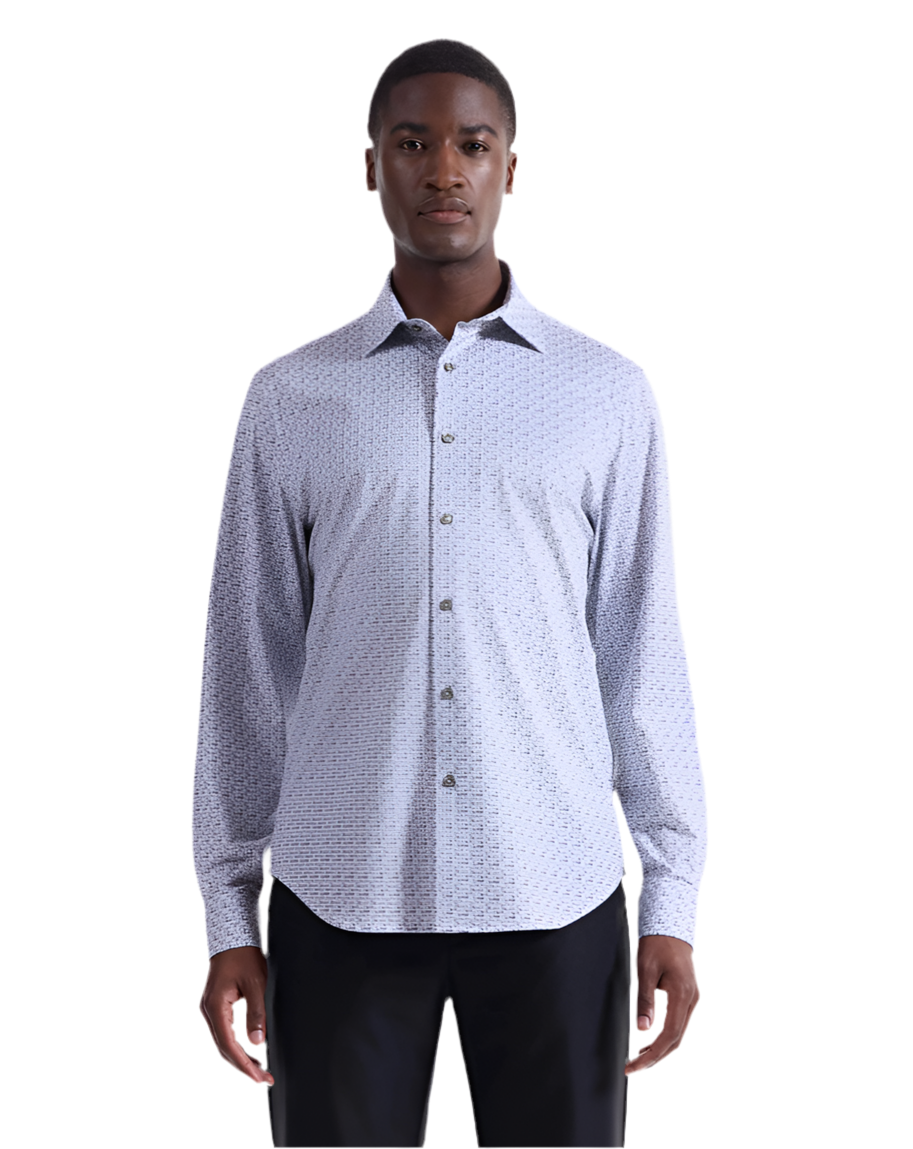 Bugatchi James Floral Check OoohCotton® Shirt - Platinum