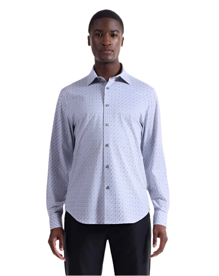 Bugatchi James Floral Check OoohCotton® Shirt - Platinum