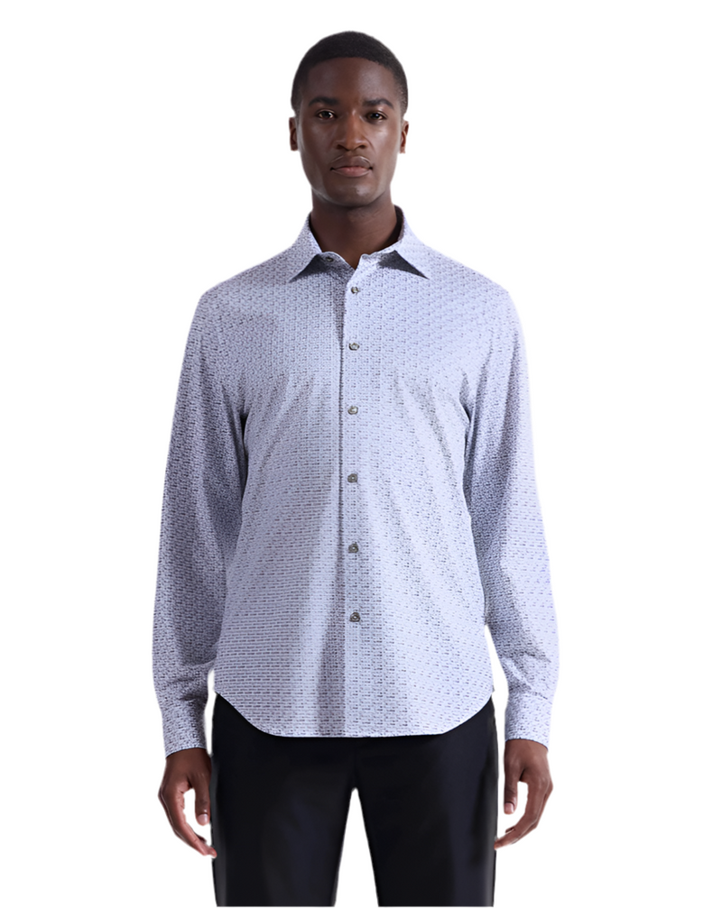 Bugatchi James Floral Check OoohCotton® Shirt - Platinum