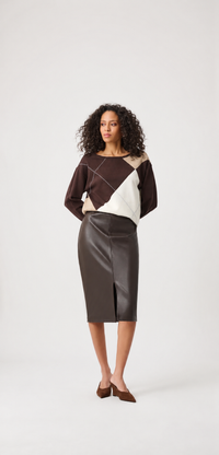 Bonded Leatherette Pencil Skirt