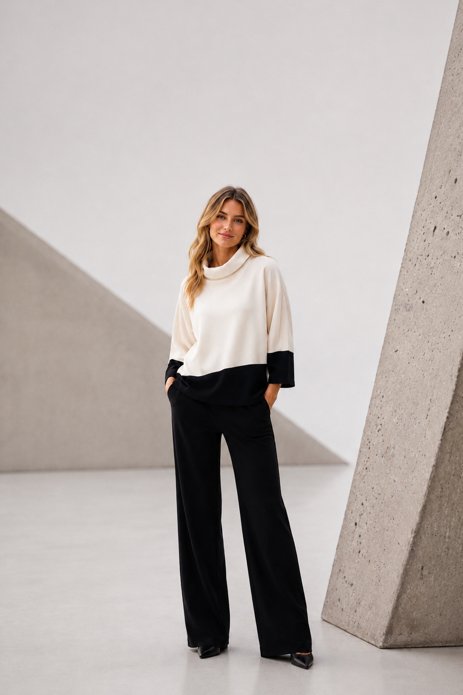 Scuba Jersey Color Block Trapeze Top
