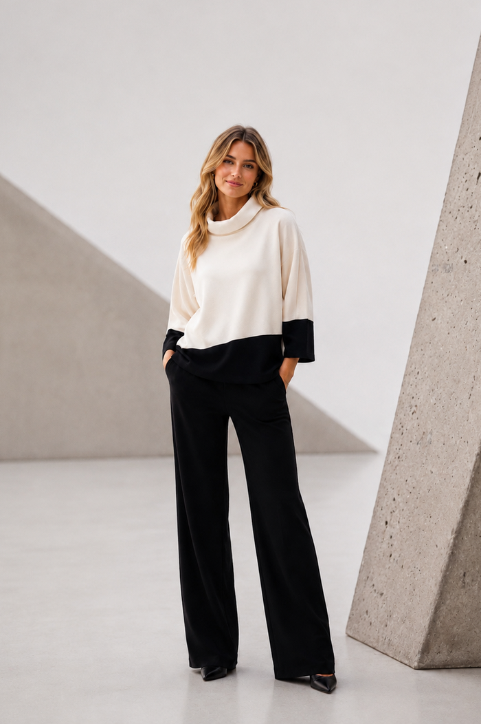 Scuba Jersey Color Block Trapeze Top