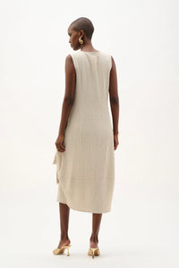 Seersucker Cocoon Dress With Ring And Tie Detail