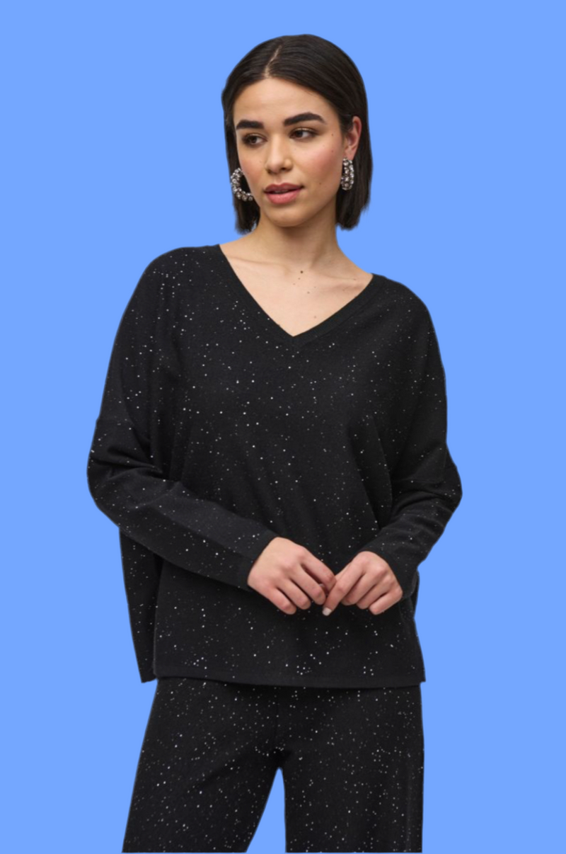 Joseph Ribkoff Black Sequin Boxy Top