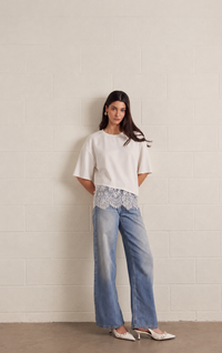 🤍 Soft Structure Lace-Trim Top