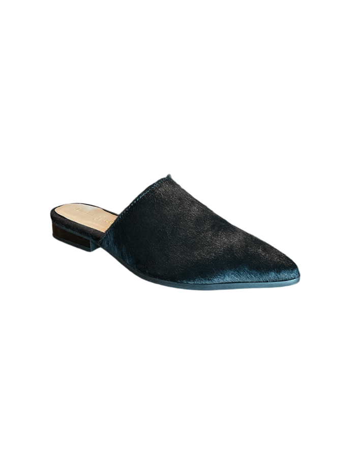 Black Pony Hair Slip-ons