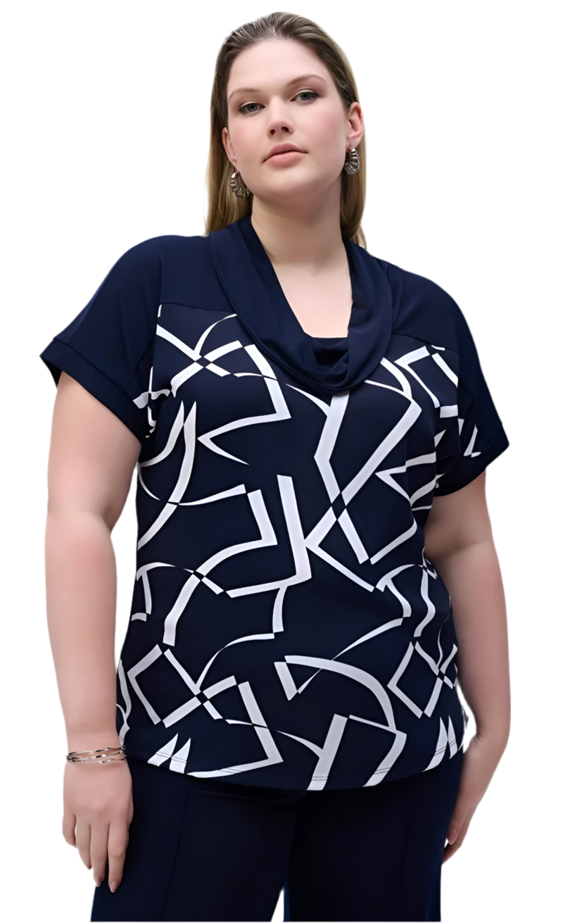 Joseph Ribkoff Abstract Print Boxy Top