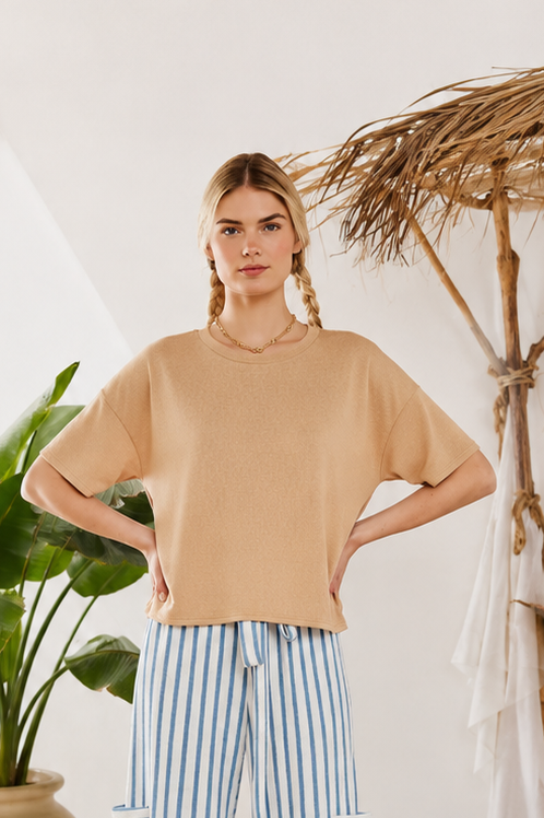 Sheer Cropped Short Sleeve Tee
