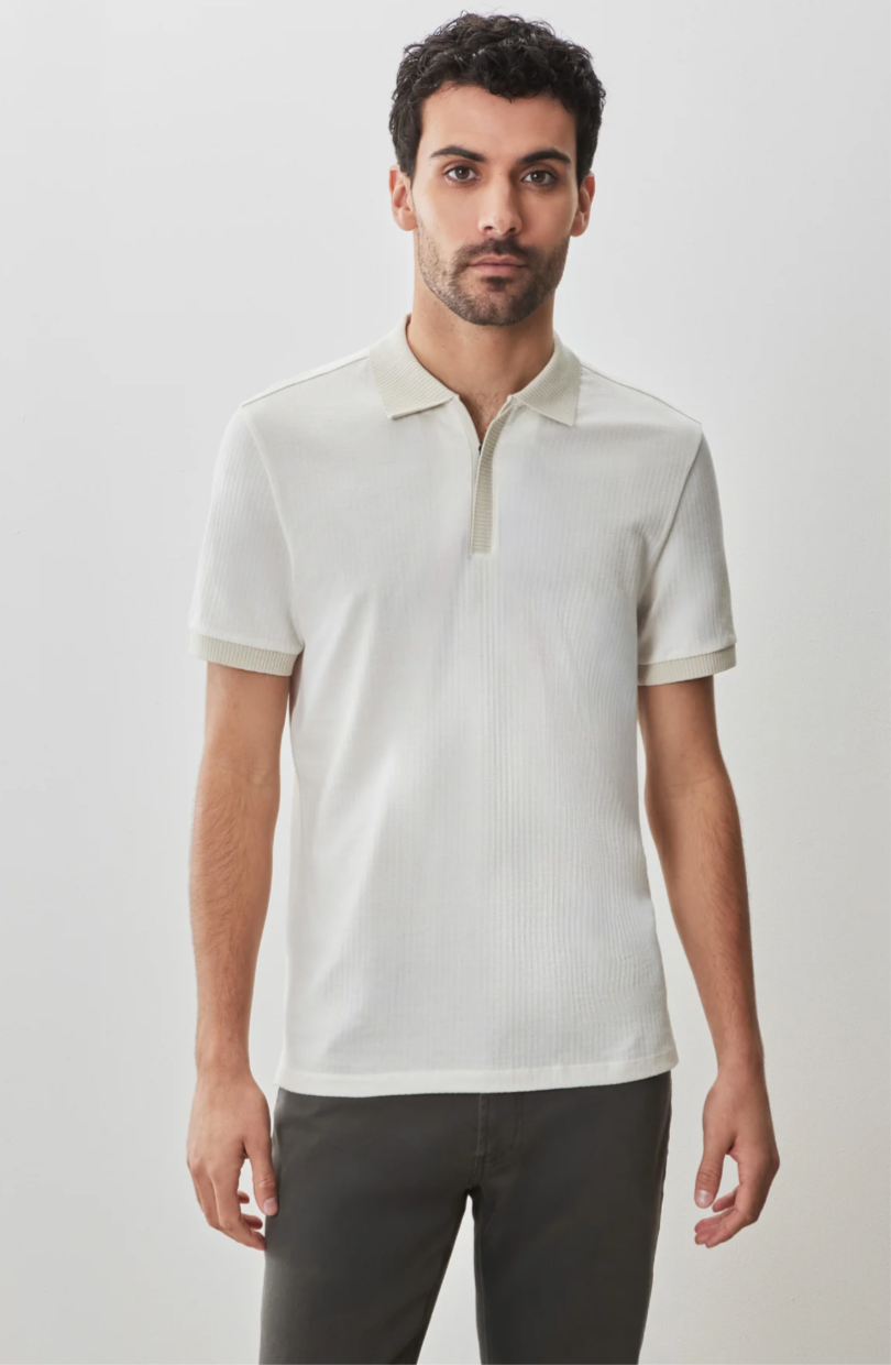 White Whistler Short Sleeve Covered Zip Polo