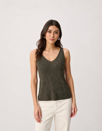 Metallic Knitted Camisole with Rhinestones